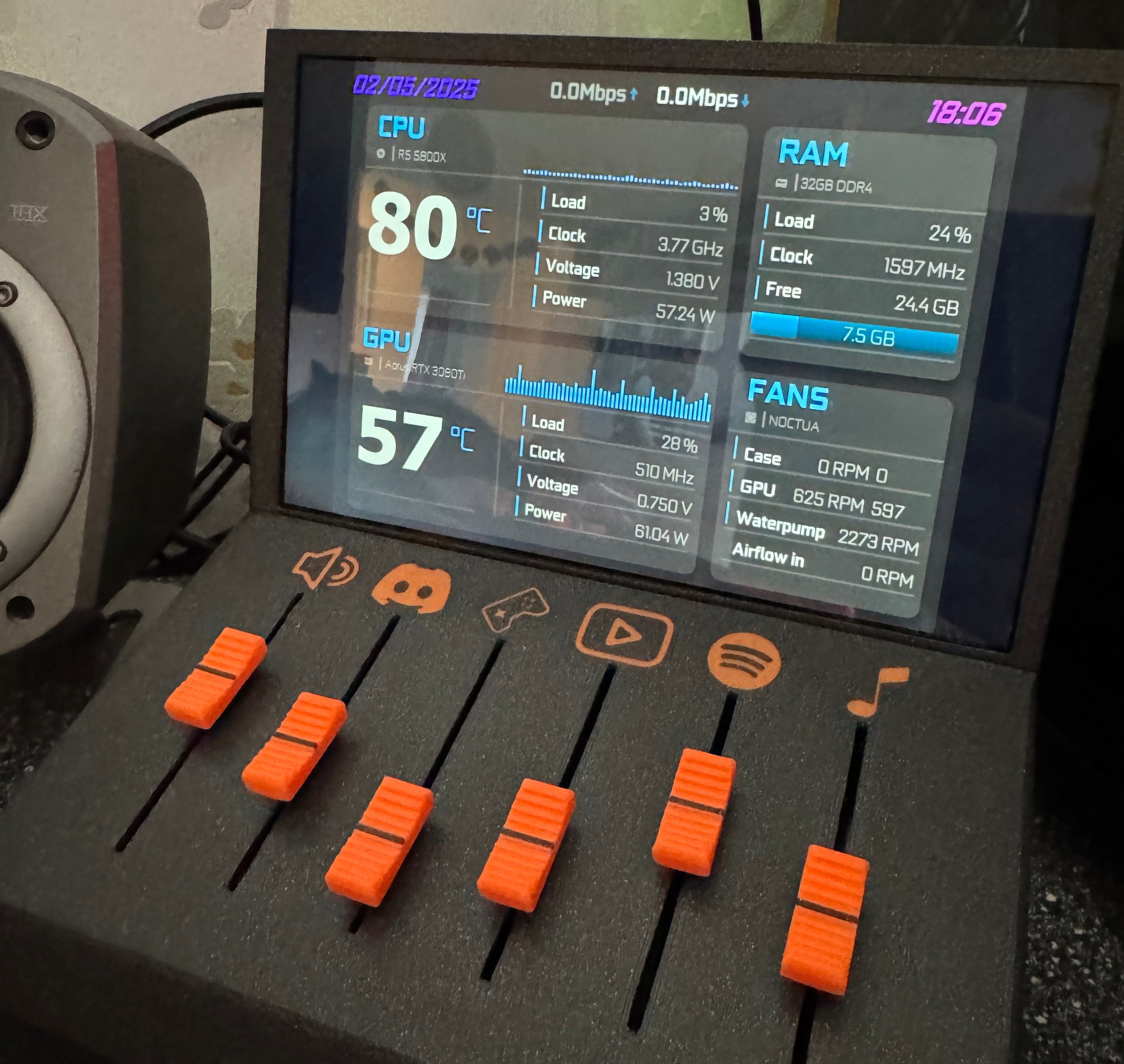 Sensor Screen Panel Deej project with 8
