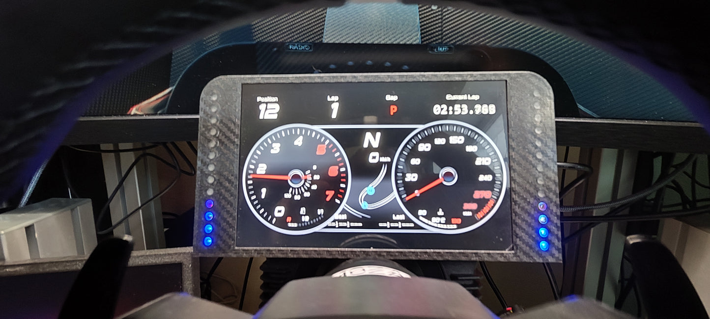 7” Sim Racing Dash Display for Simagic, Moza & Fanatec | Aluminum Profile Mount