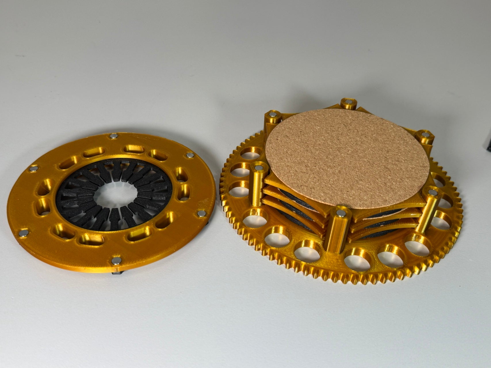 3D printed clutch style automotive coaster set