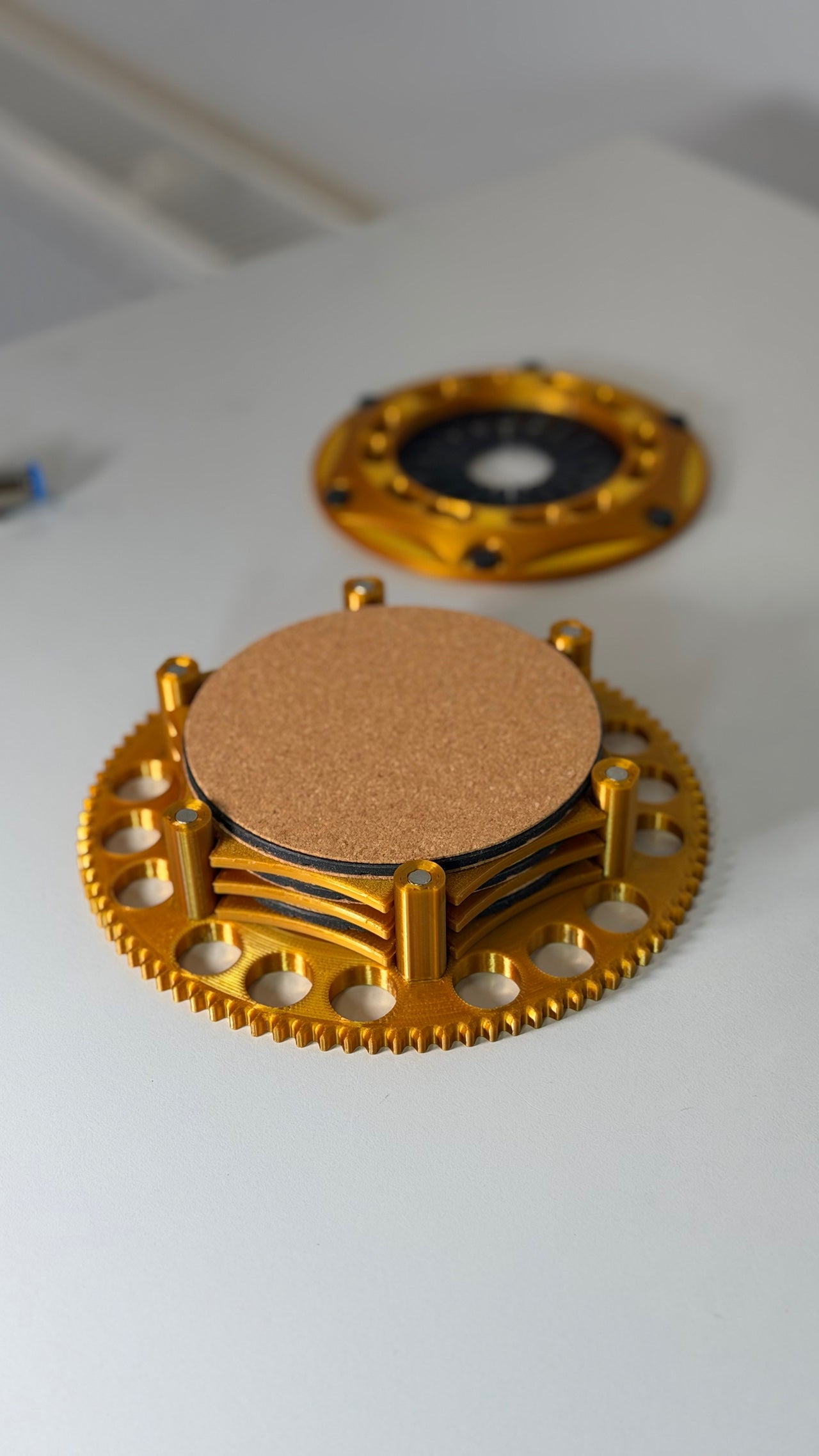 3D printed clutch style automotive coaster set